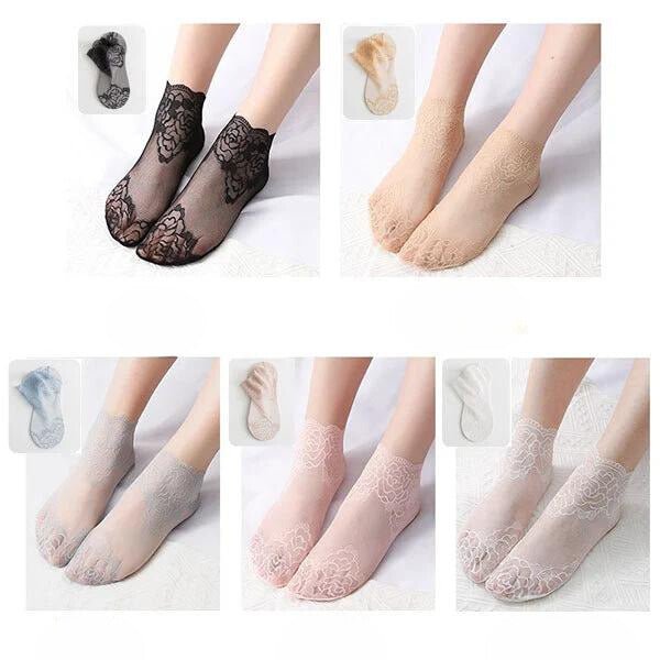 Yasmin - Fashion Rose Spitzen - Socken - Livezo