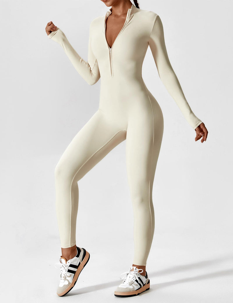Bella - Langärmeliger Jumpsuit mit Reißverschluss