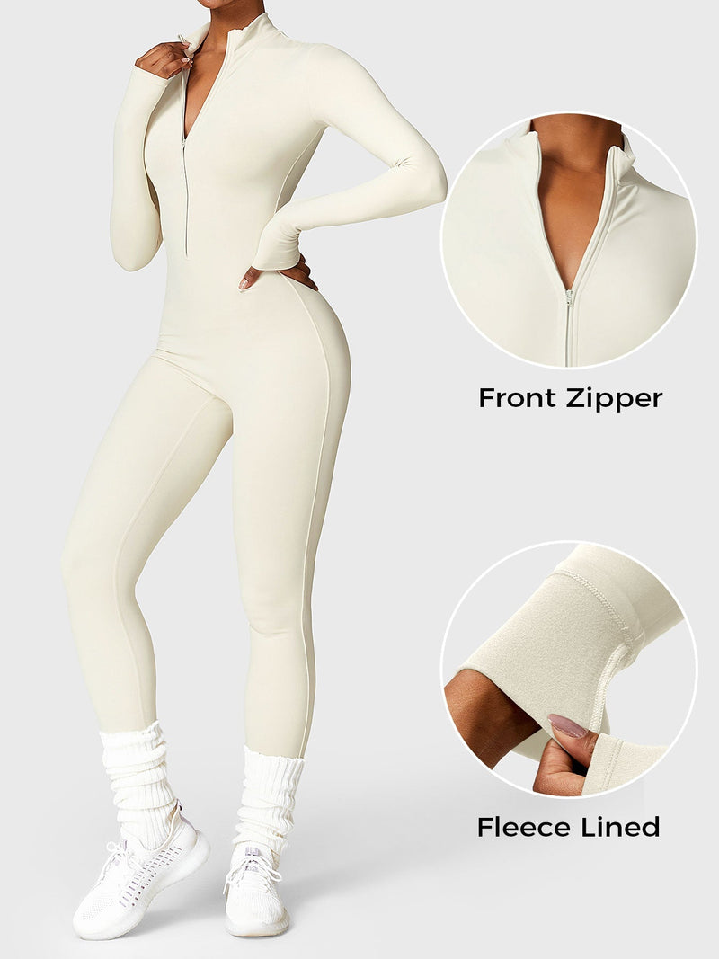 Bella - Langärmeliger Jumpsuit mit Reißverschluss