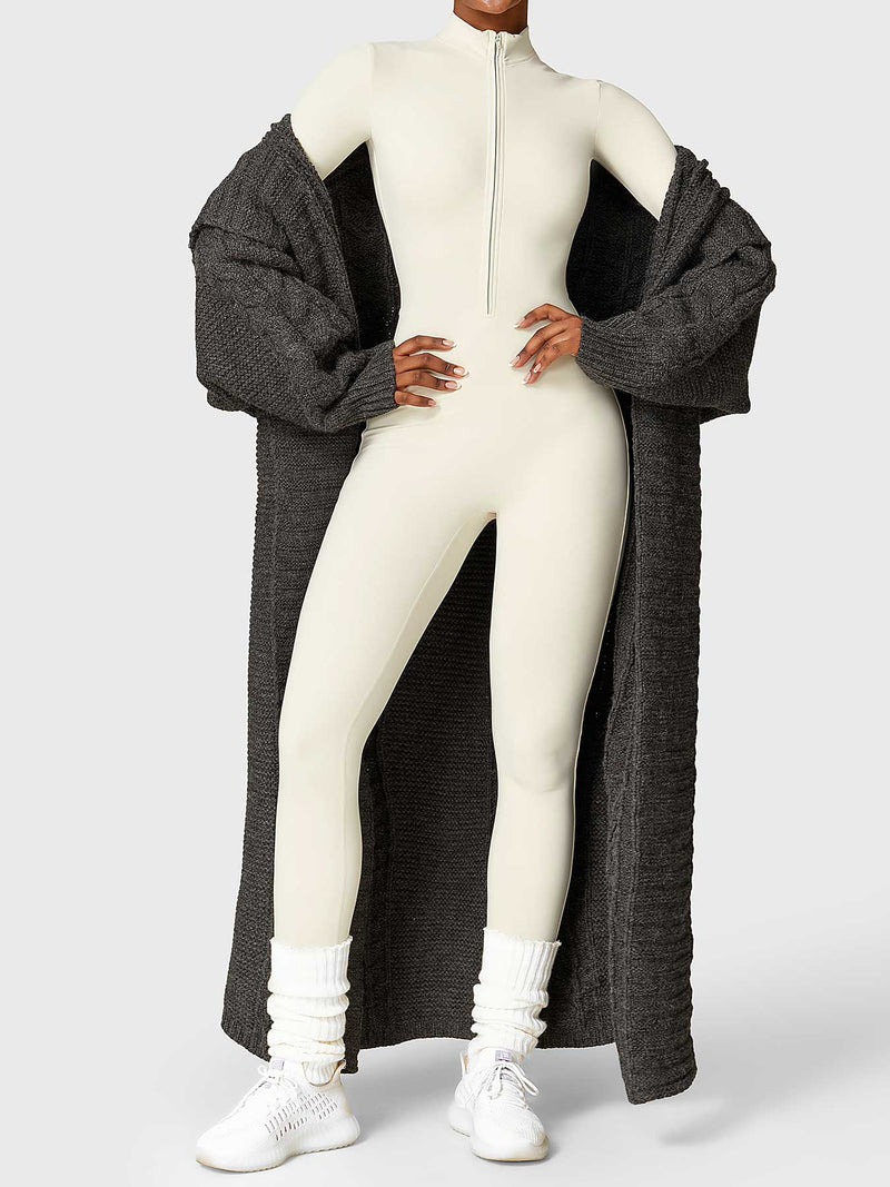 Bella - Langärmeliger Jumpsuit mit Reißverschluss
