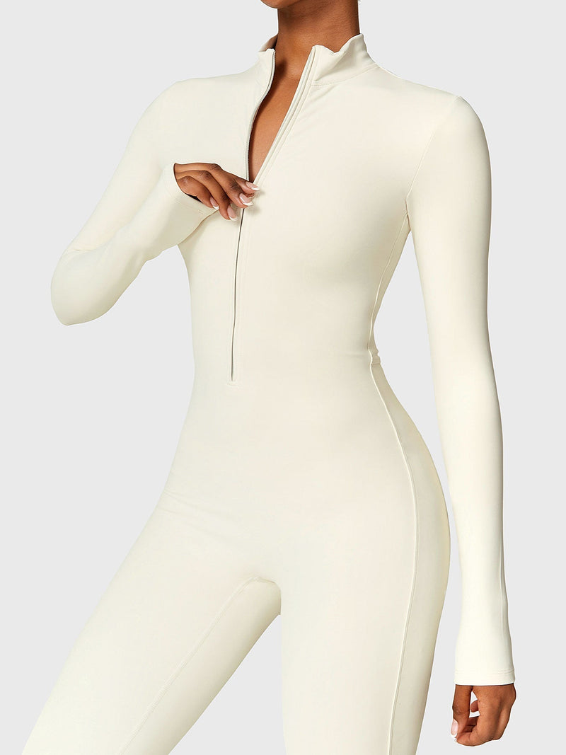 Bella - Langärmeliger Jumpsuit mit Reißverschluss