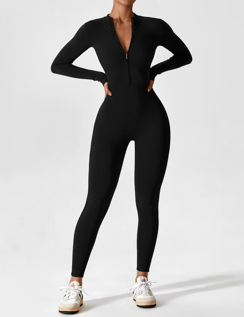Bella - Langärmeliger Jumpsuit mit Reißverschluss