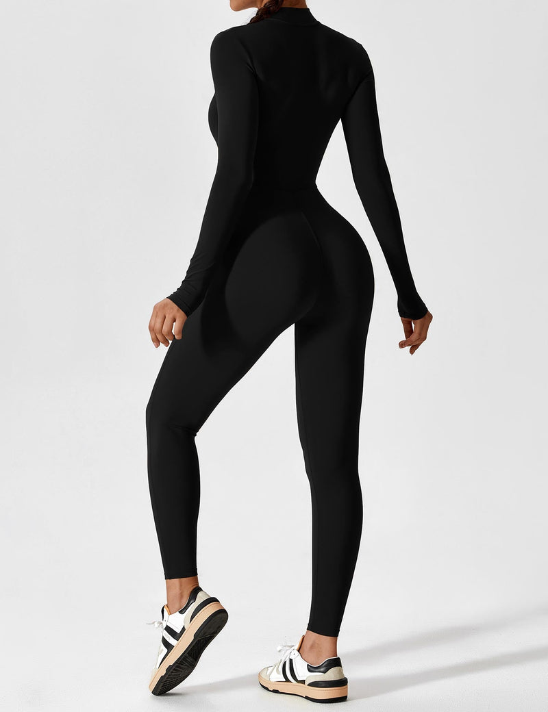 Bella - Langärmeliger Jumpsuit mit Reißverschluss