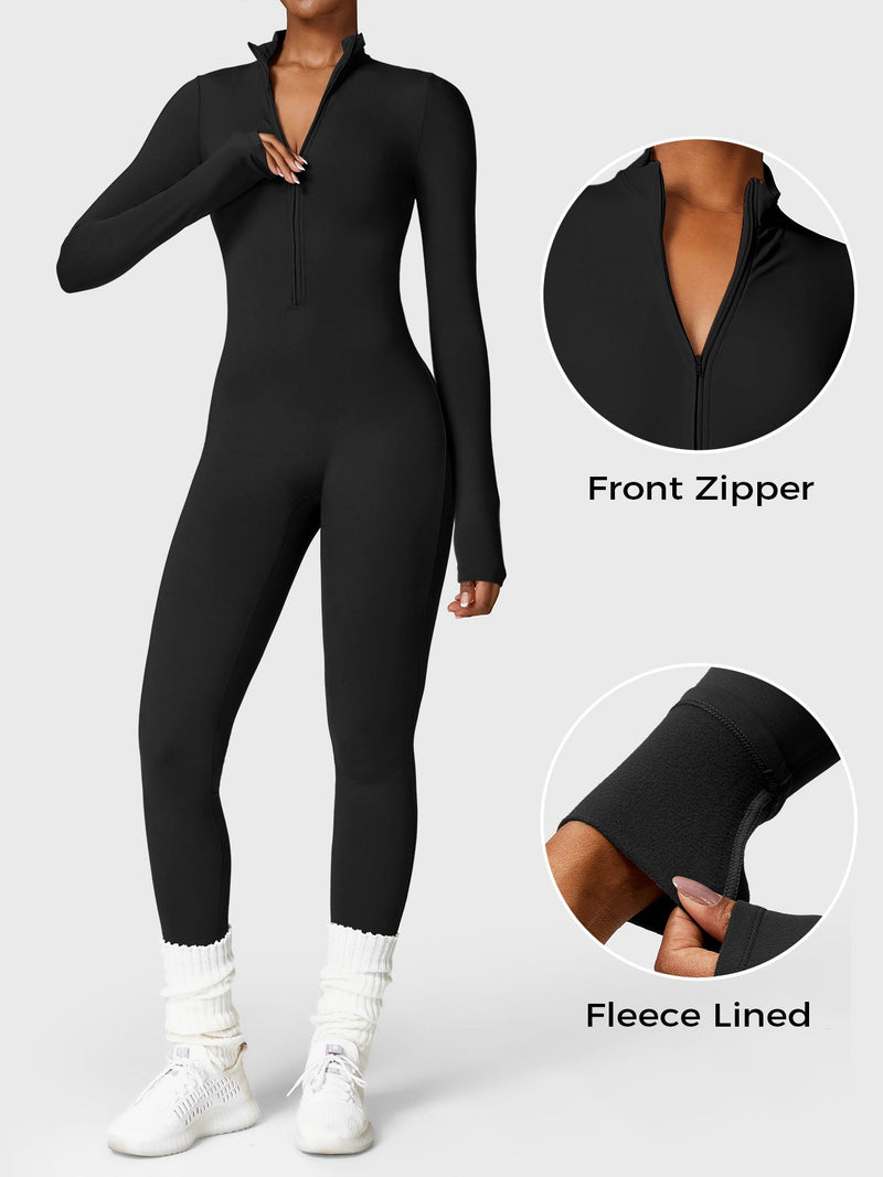 Bella - Langärmeliger Jumpsuit mit Reißverschluss