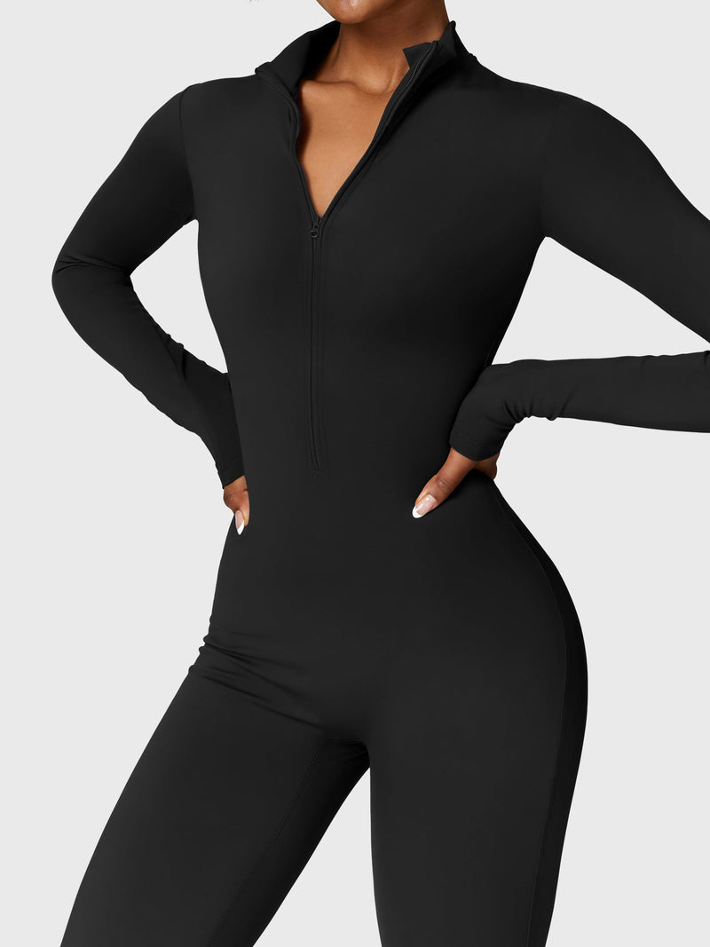 Bella - Langärmeliger Jumpsuit mit Reißverschluss