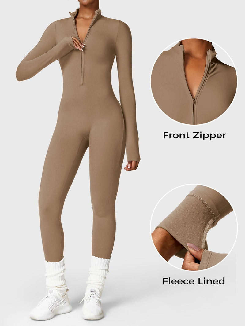 Bella - Langärmeliger Jumpsuit mit Reißverschluss