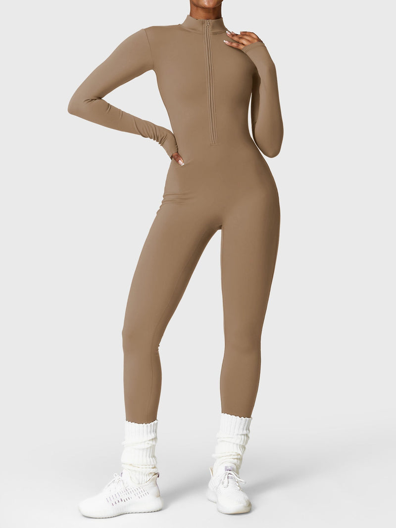 Bella - Langärmeliger Jumpsuit mit Reißverschluss