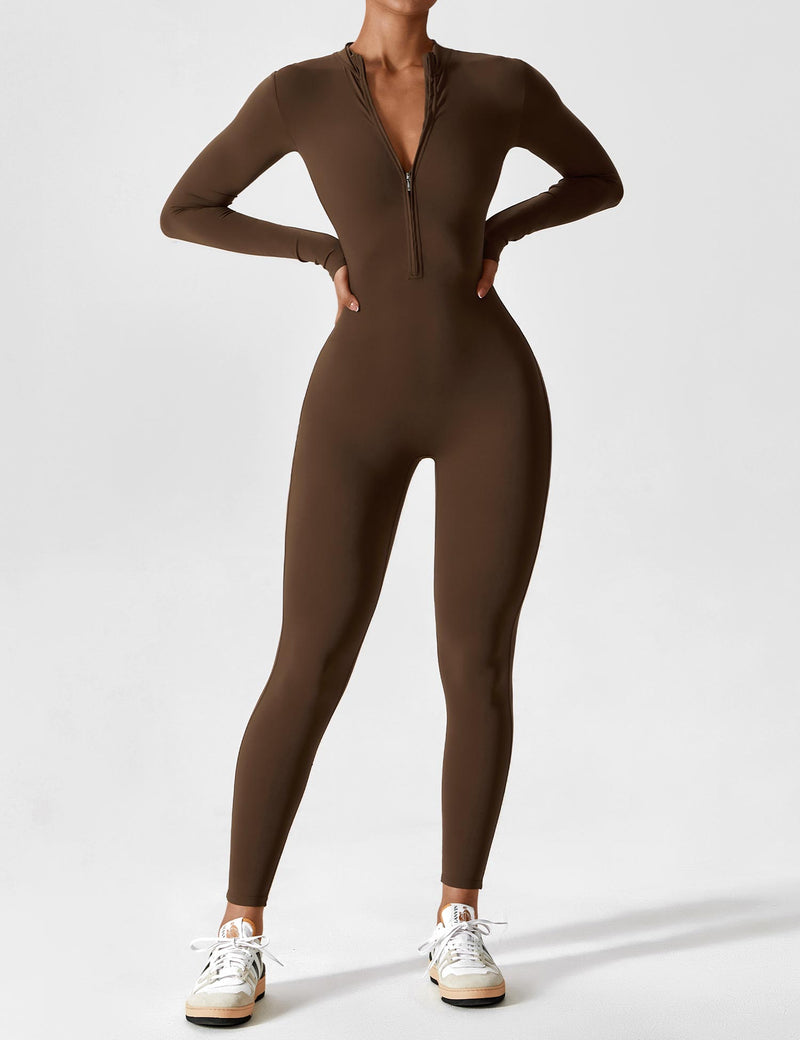 Bella - Langärmeliger Jumpsuit mit Reißverschluss