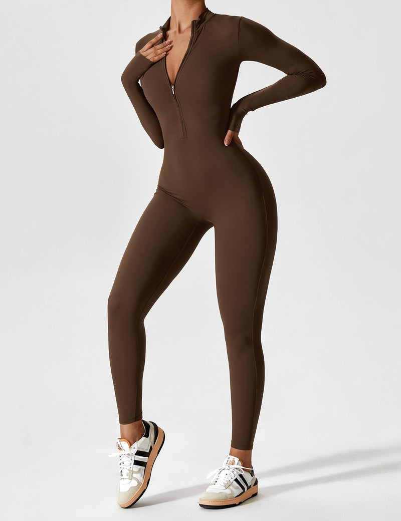 Bella - Langärmeliger Jumpsuit mit Reißverschluss