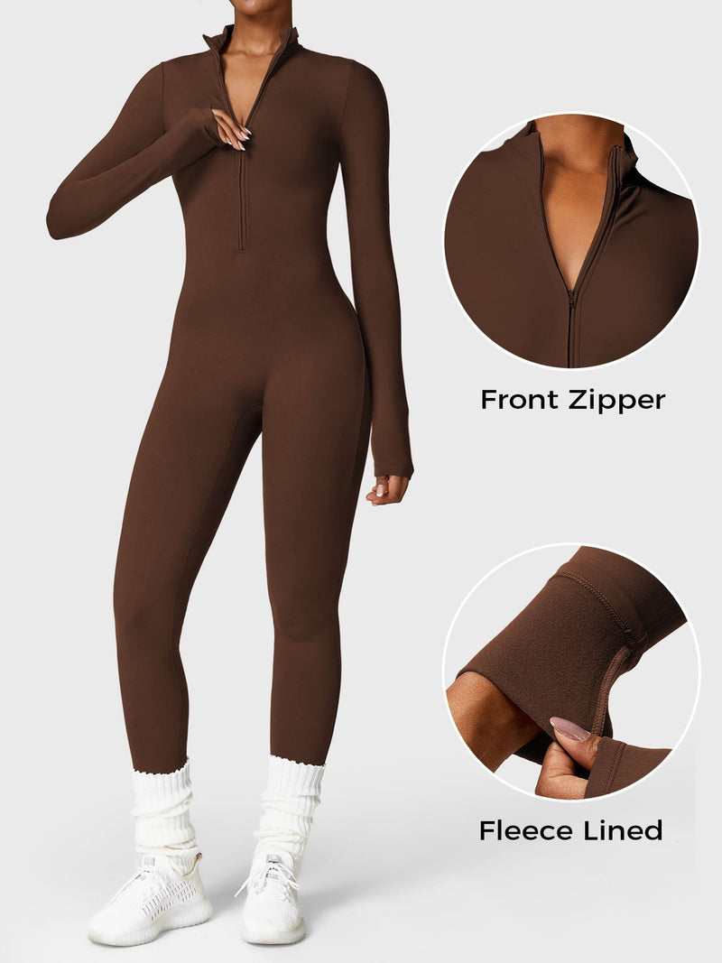 Bella - Langärmeliger Jumpsuit mit Reißverschluss