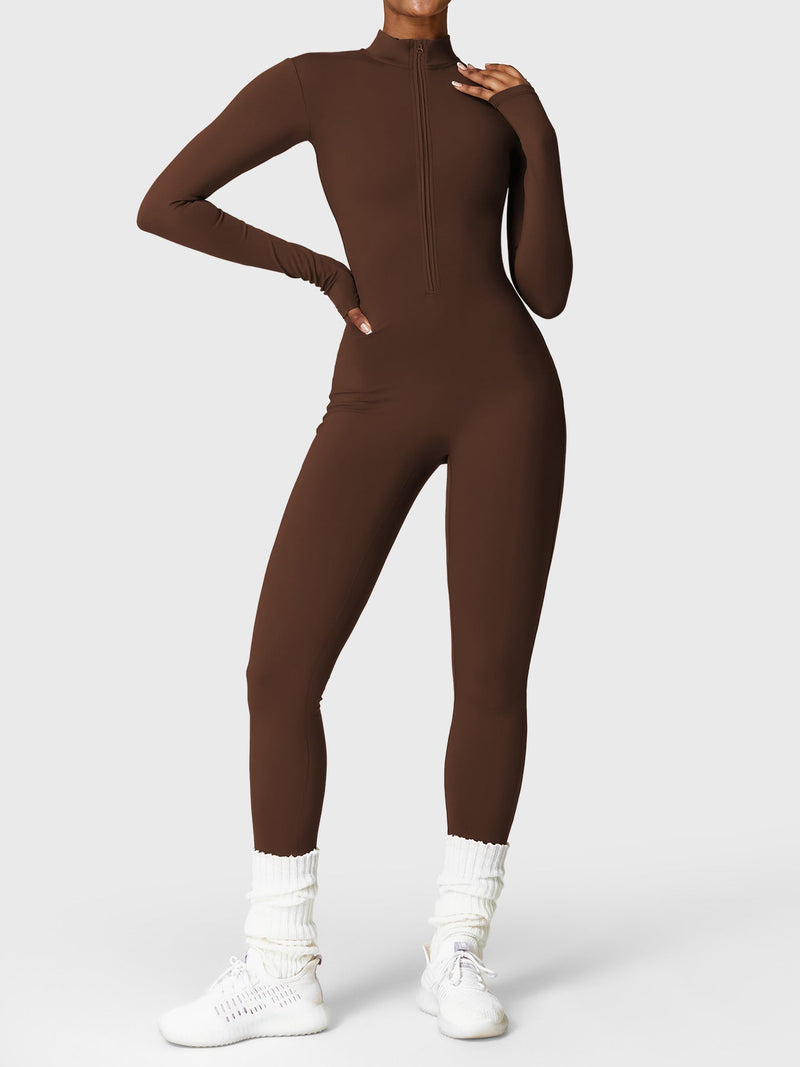 Bella - Langärmeliger Jumpsuit mit Reißverschluss