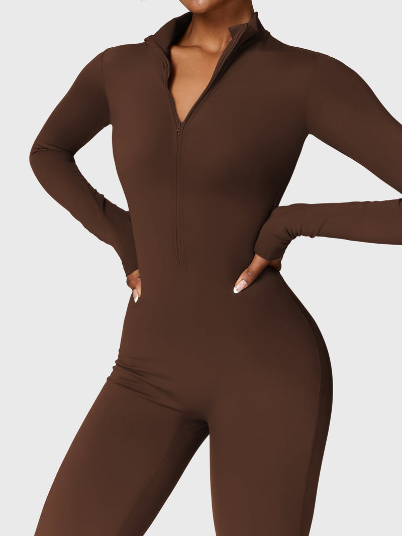 Bella - Langärmeliger Jumpsuit mit Reißverschluss
