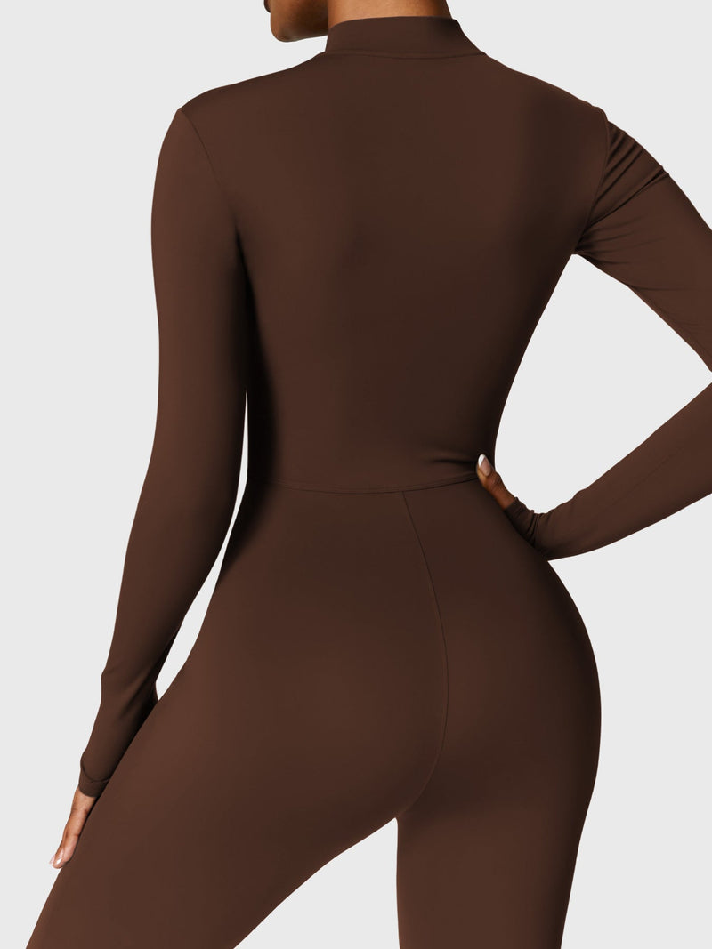 Bella - Langärmeliger Jumpsuit mit Reißverschluss