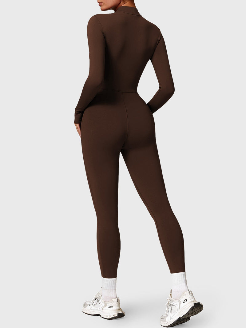Bella - Langärmeliger Jumpsuit mit Reißverschluss