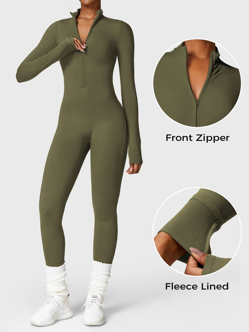 Bella - Langärmeliger Jumpsuit mit Reißverschluss