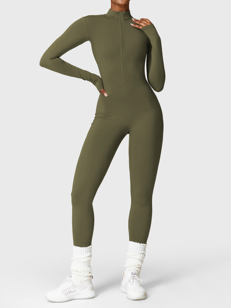 Bella - Langärmeliger Jumpsuit mit Reißverschluss