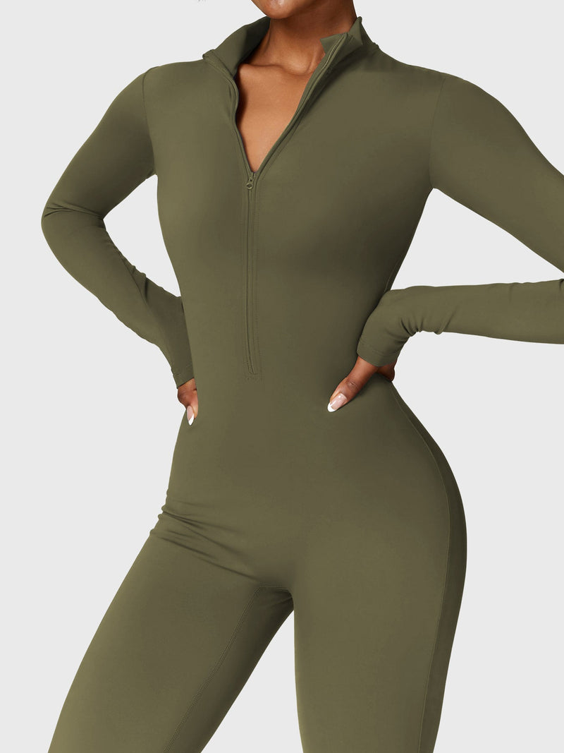 Bella - Langärmeliger Jumpsuit mit Reißverschluss