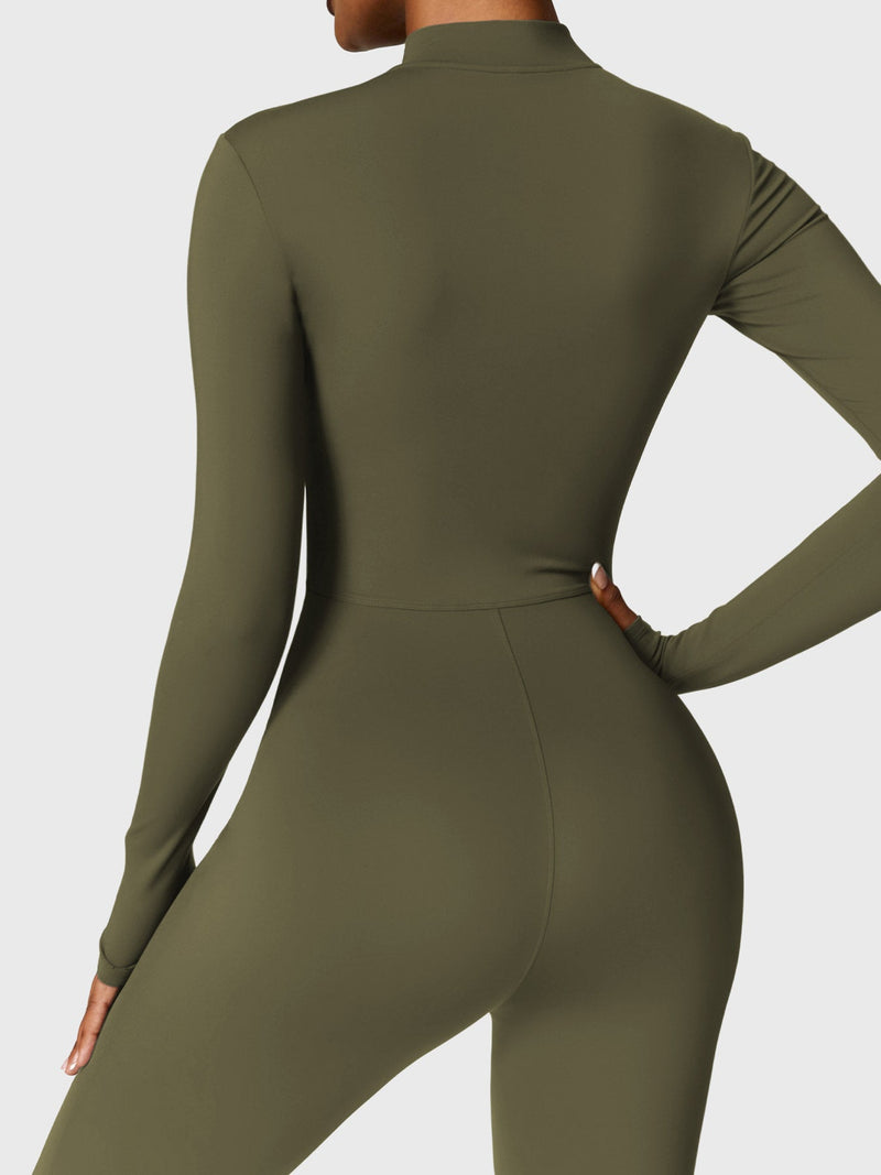 Bella - Langärmeliger Jumpsuit mit Reißverschluss