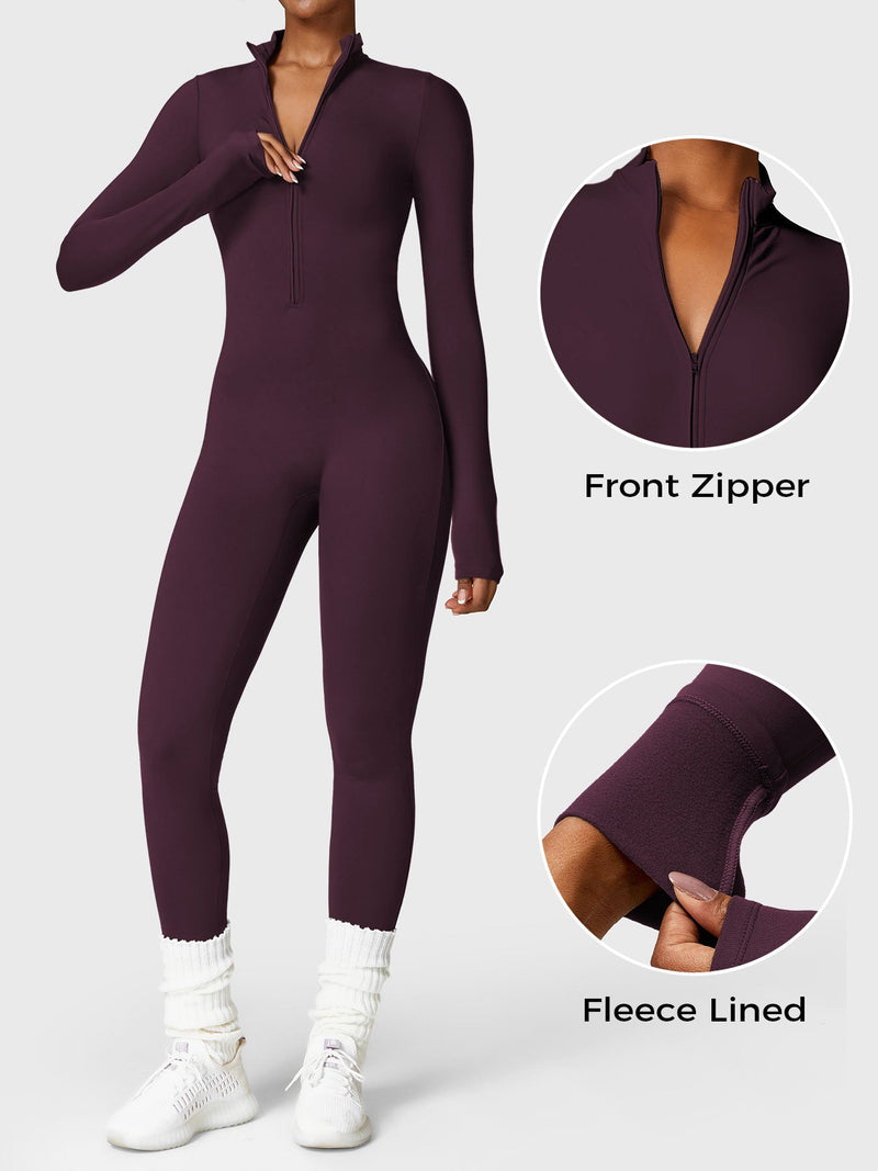 Bella - Langärmeliger Jumpsuit mit Reißverschluss