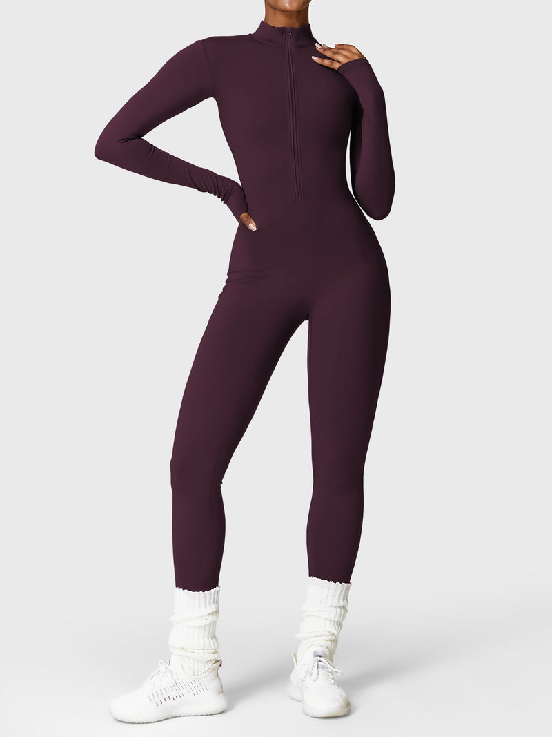 Bella - Langärmeliger Jumpsuit mit Reißverschluss