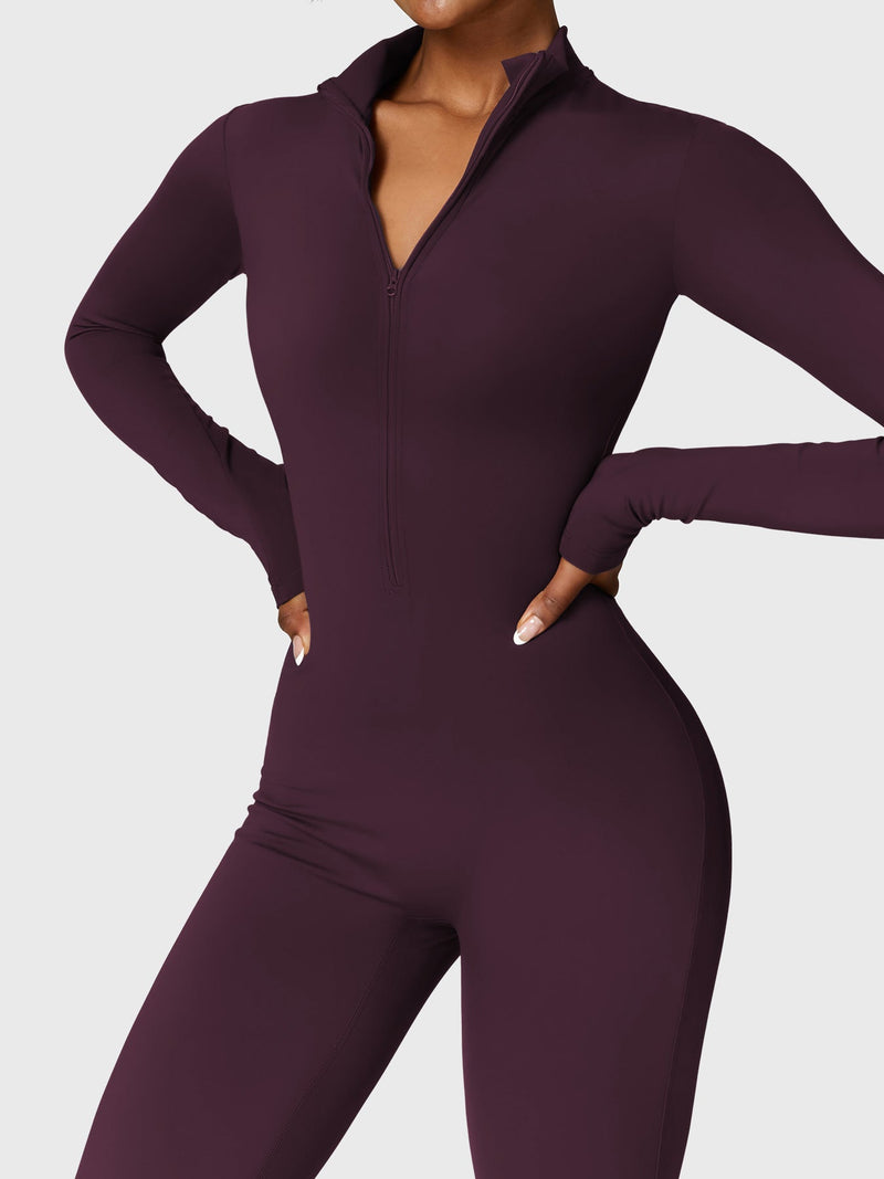 Bella - Langärmeliger Jumpsuit mit Reißverschluss