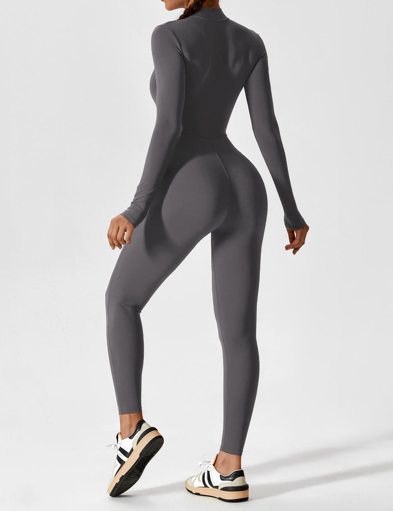 Bella - Langärmeliger Jumpsuit mit Reißverschluss