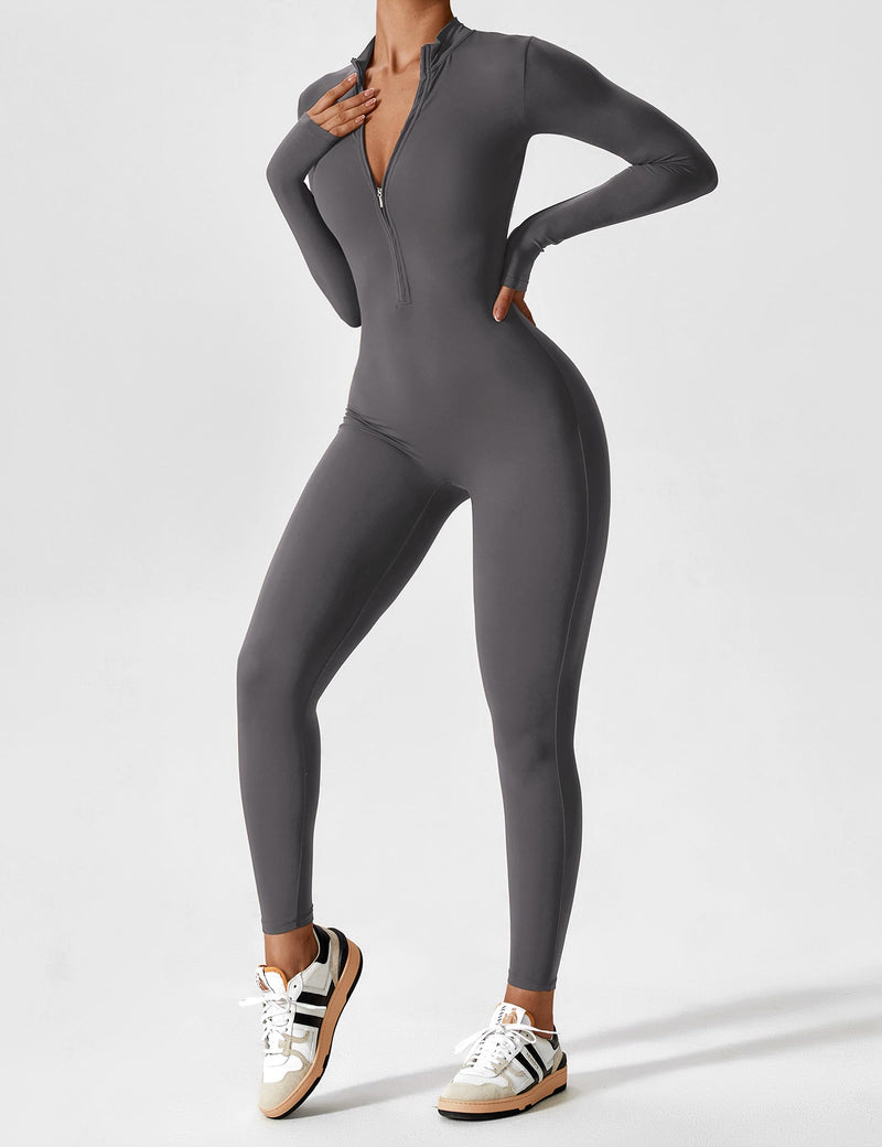 Bella - Langärmeliger Jumpsuit mit Reißverschluss