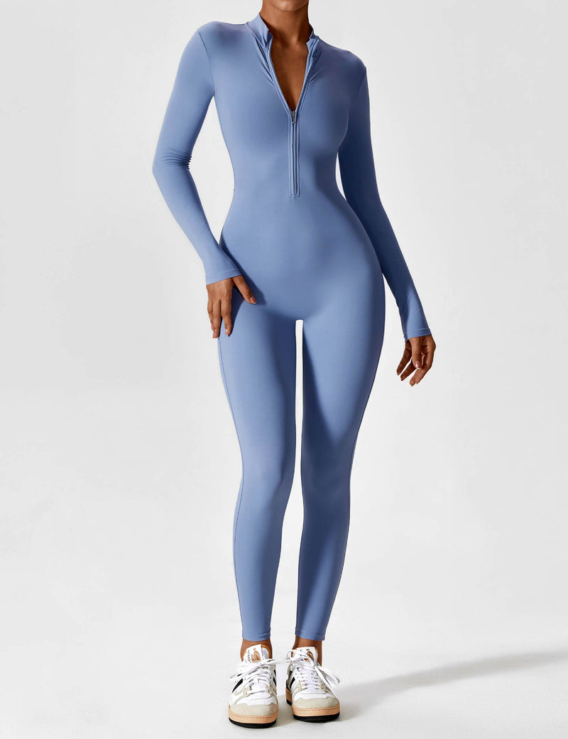 Bella - Langärmeliger Jumpsuit mit Reißverschluss