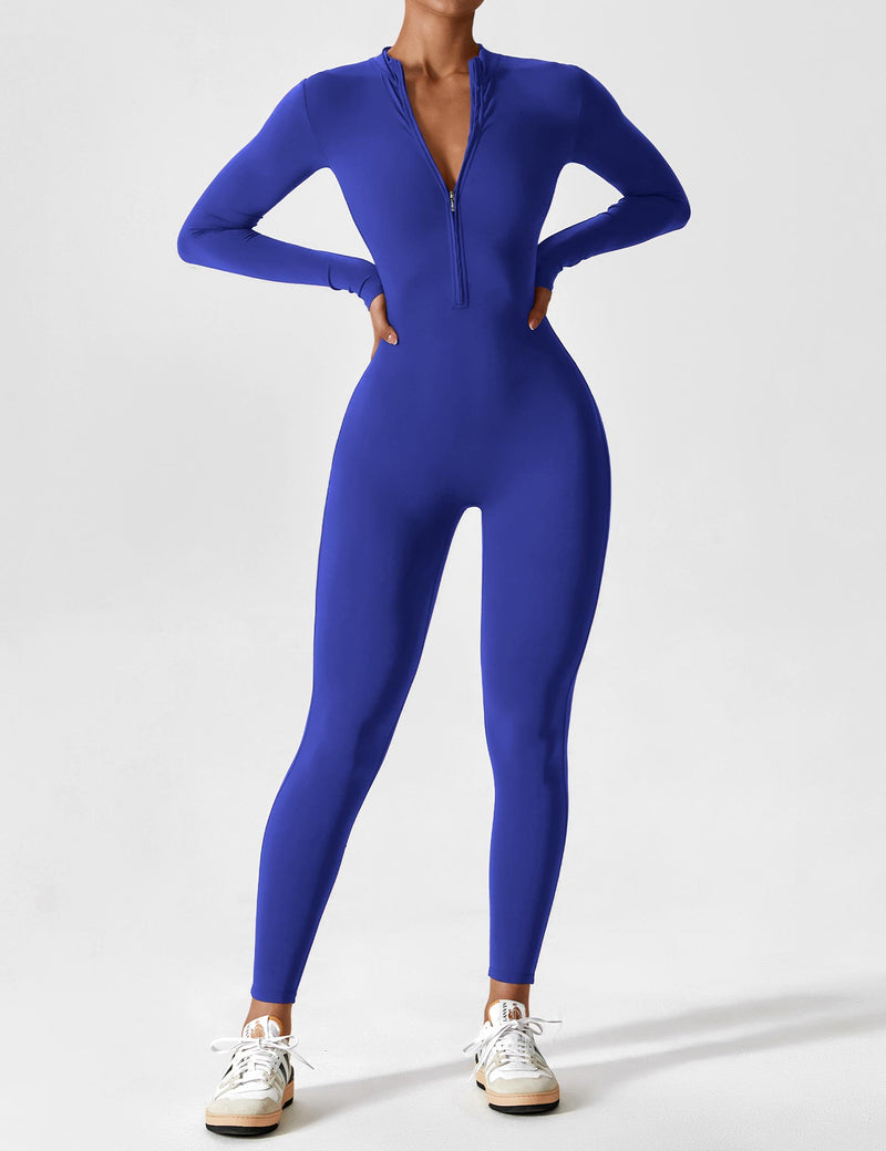 Bella - Langärmeliger Jumpsuit mit Reißverschluss