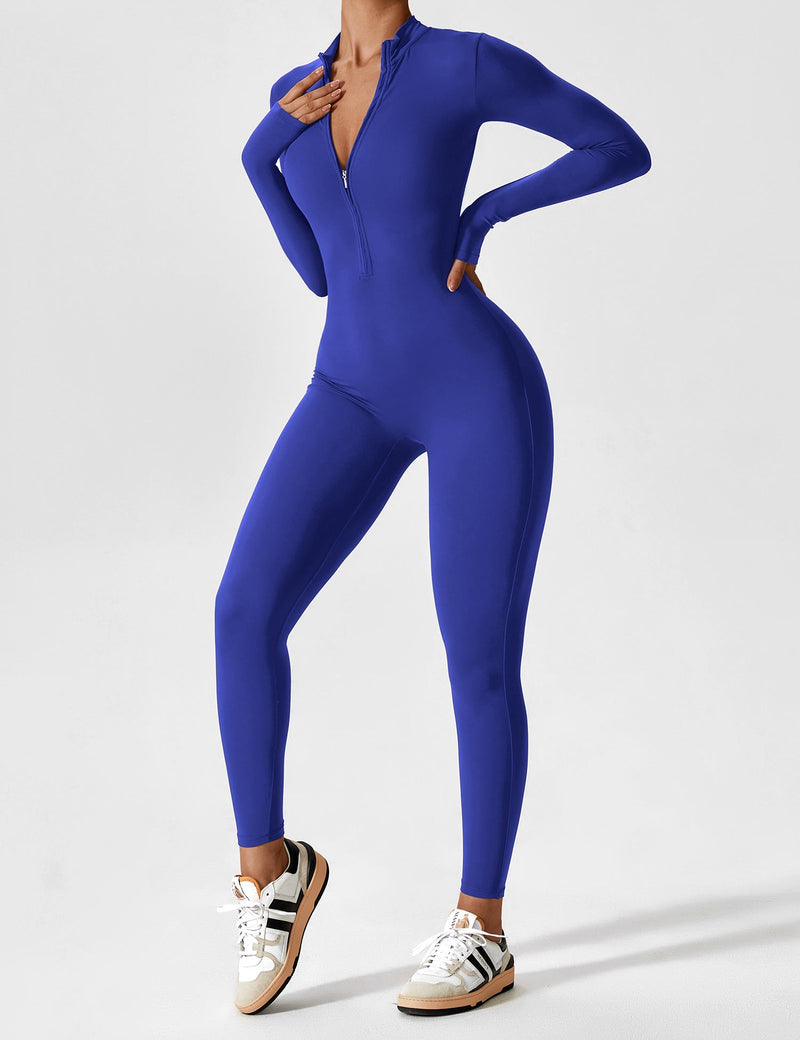 Bella - Langärmeliger Jumpsuit mit Reißverschluss