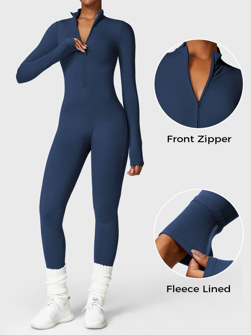 Bella - Langärmeliger Jumpsuit mit Reißverschluss