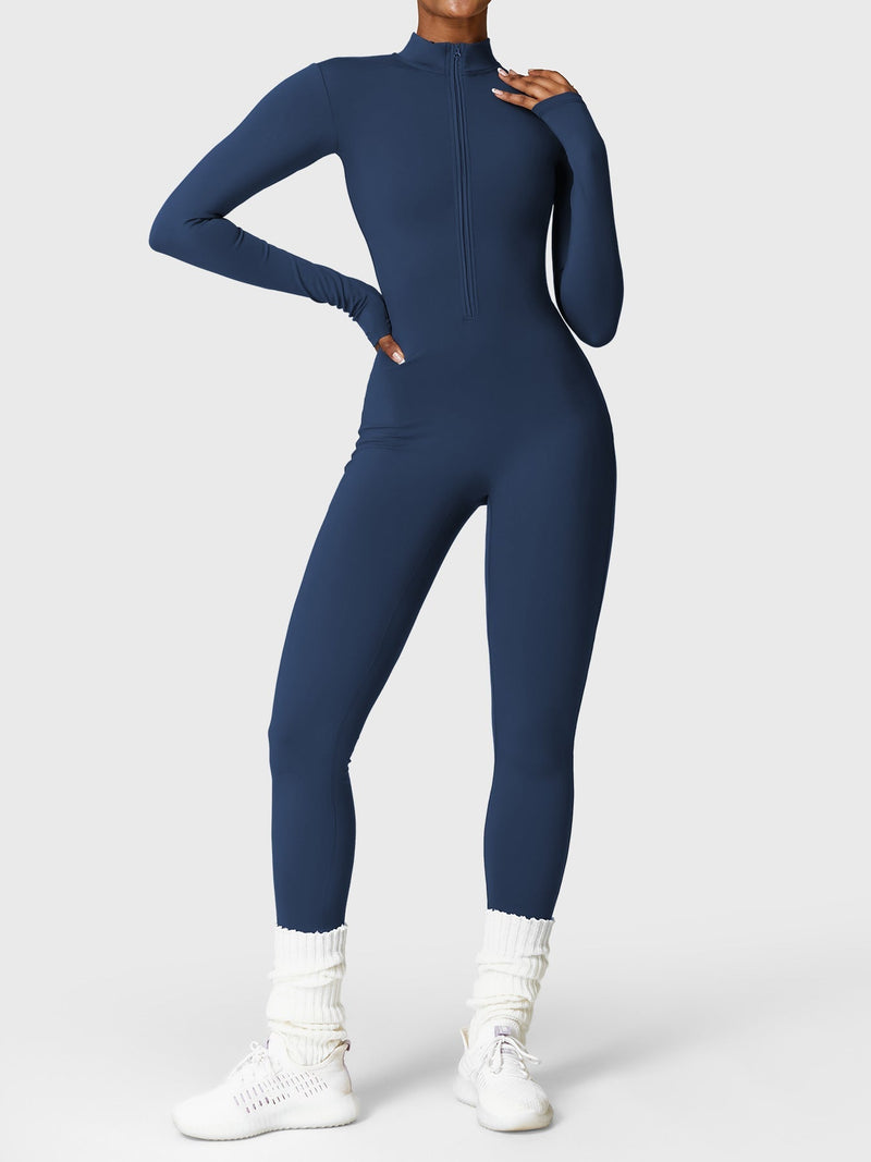 Bella - Langärmeliger Jumpsuit mit Reißverschluss