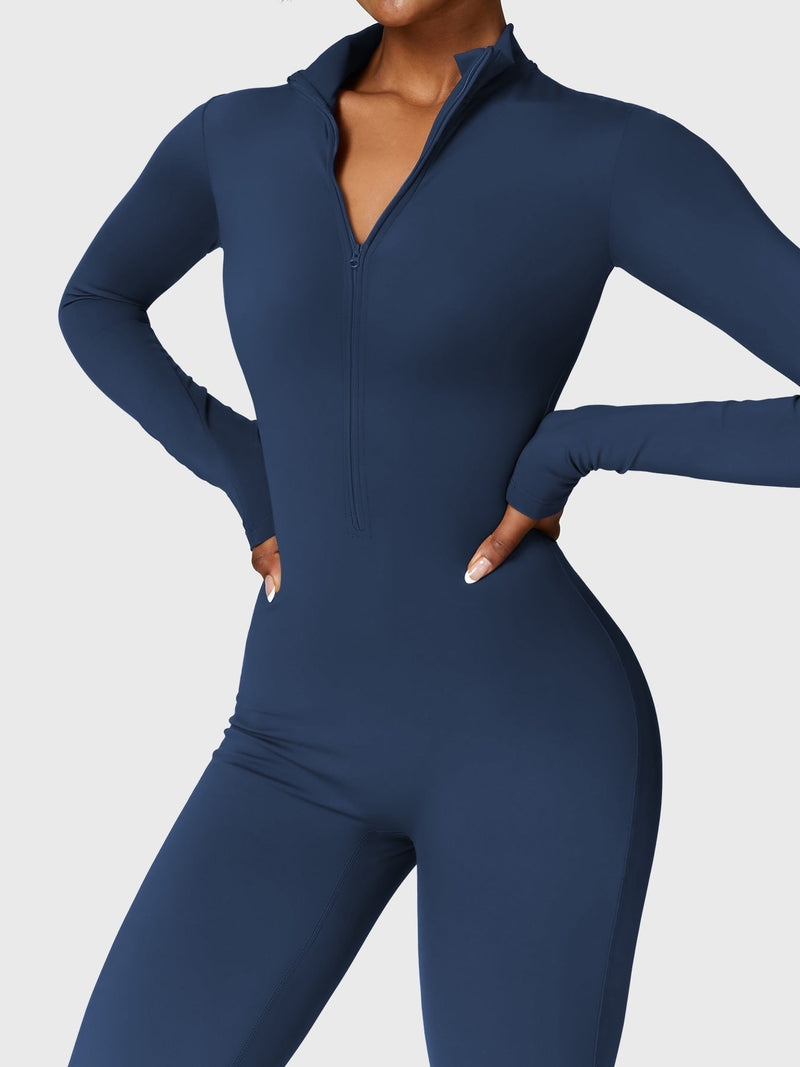 Bella - Langärmeliger Jumpsuit mit Reißverschluss