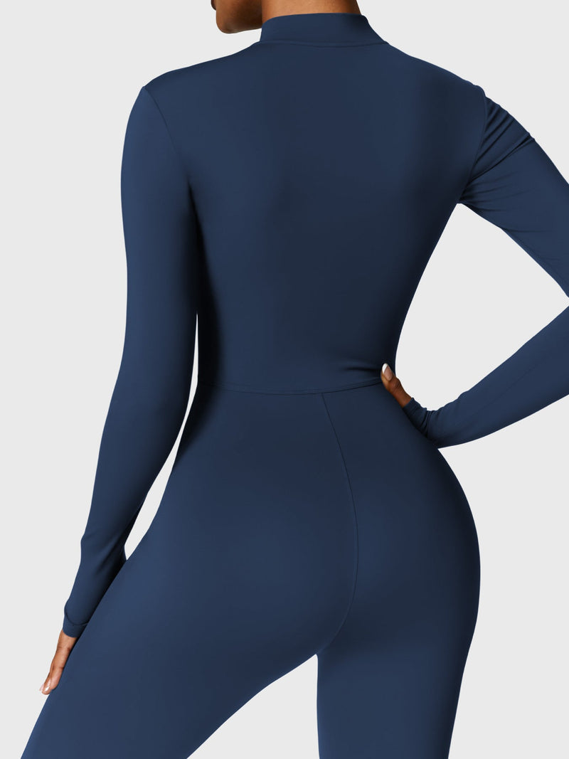Bella - Langärmeliger Jumpsuit mit Reißverschluss