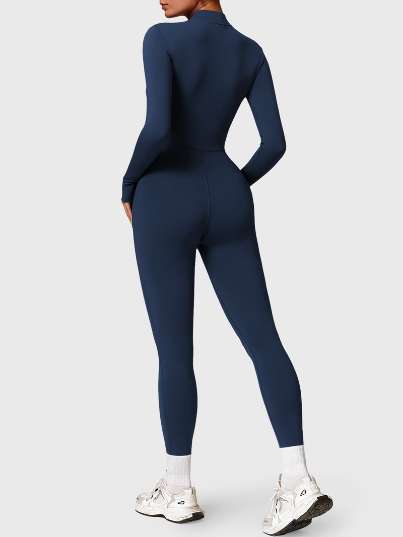 Bella - Langärmeliger Jumpsuit mit Reißverschluss