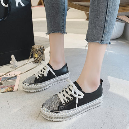 Zeitlose Diamant Silber Leder Sneakers - Livezo